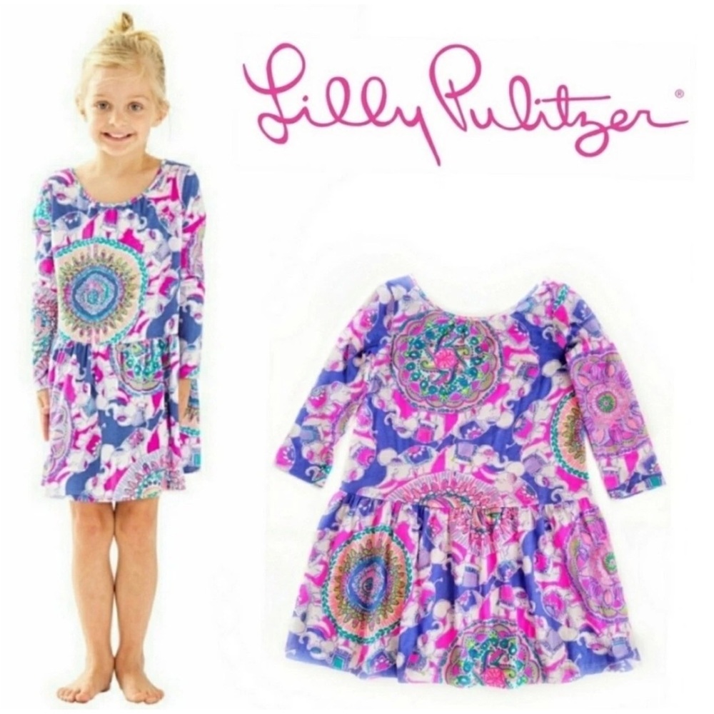 Girls Lilly Pulitzer Cotton Lynn Dress “Play That Trunky Music” Size Large 8/10